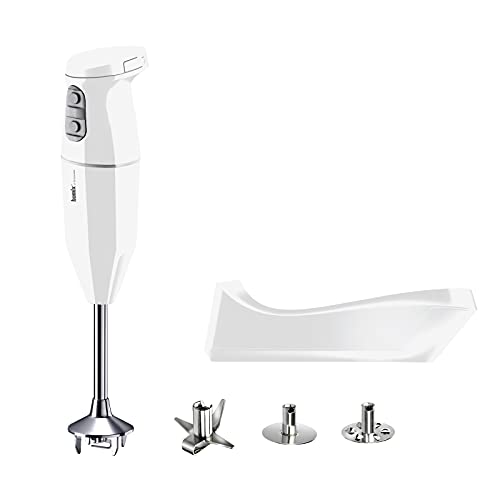 bamix Stabmixer Set cordless kabellos, inkl. Ladestation, Multimesser, Quirl, Schlagscheibe aus Edelstahl, 250 Watt, 2-Stufen, Made in Switzerland, Weiß von bamix