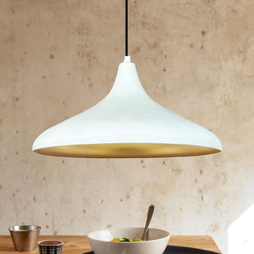 bamyum Champion Hängelampe Küche Weiß Ø35cm Lampenschirm Hängelampe Wohnzimmer, Küchenlampe Deckenleuchte Skandinavische Pendelleuchte Vintage Hängelampe Esstisch Wohnzimmer, Hängelampe Skandinavisch von bamyum