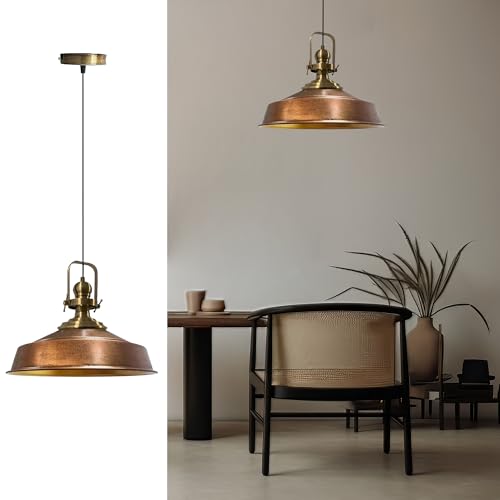 bamyum Asletl Küchenlampe Industrial Metall Ø41cm, Küchenlampen Hängend Vintage, Hängelampe Esstisch, Pendelleuchte Kupferfabre, Wohnzimmerlampe Hängend, Pendelleuchte Esstisch Vintage von bamyum