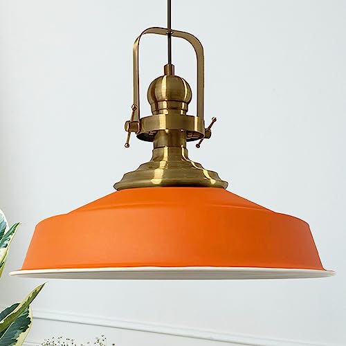 bamyum Asletl Hängelampe Industrial aus Metall Ø41 cm, Küchenlampe Vintage, Hängelampe Esstisch E27, Pendelleuchte Orange, Wohnzimmerlampe Hängend Vintage, Pendelleuchte Esstisch und Wohnzimmer von bamyum