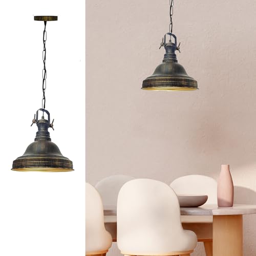 bamyum Ulmete Hängelampe Industrial Vintage Ø30cm Metall, Kupferfarbe Hängelampe Wohnzimmer Küchenlampe Hängend E27, Pendelleuchte Esstisch Vintage Industrial, Esszimmerlampe, Deckenlampe Wohnzimmer von bamyum