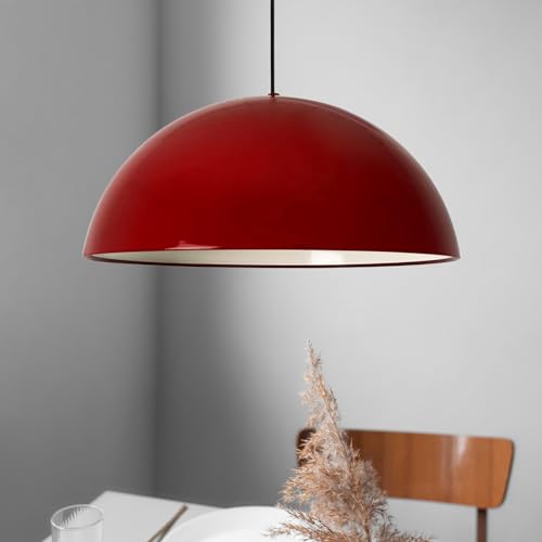 bamyum Lipeo Industrielle Pendelleuchte Rot Metall Groß Ø50 cm, Hängelampe Industriell Lampe Vintage Hängeleuchte, Retro Pendelleuchte Esstisch, Pendellampe, Esszimmerlampe, Küchenlampe von bamyum