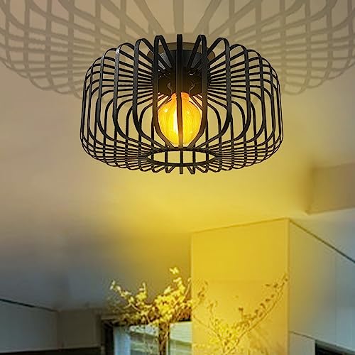 bamyum Vertigo Cage Ceiling Light Ø40 cm 1 flammig, Modern Deckenlampe Schwarz, Küchenlampe Deckenleuchte Schwarz E27, Küchenlampe Deckenleuchte Vertigo Modern, Deckenlampe Wohnzimmer und Schlafzimmer von bamyum