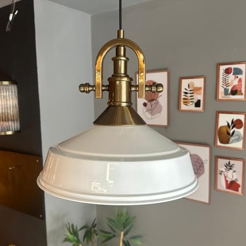bamyum Asletl-35 Hängelampe Vintage Ø35 cm, Küchenlampe Hängend Esstisch, Wohnzimmerlampe, Pendelleuchte Industrial Weiß Metall von bamyum