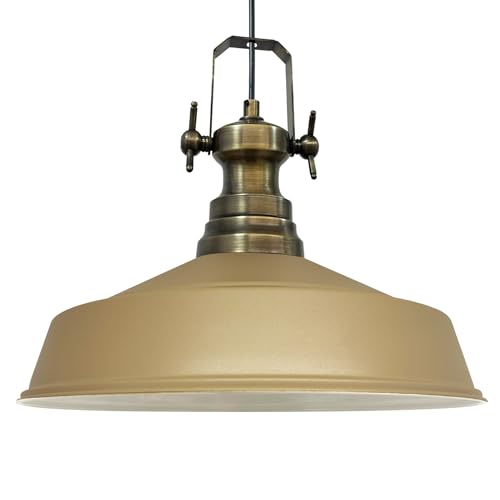 bamyum Asletl Hängelampe Industrial aus Metall Ø41 cm, Küchenlampe Vintage, Hängelampe Esstisch E27, Pendelleuchte Beige, Wohnzimmerlampe Hängend Vintage, Pendelleuchte Esstisch von bamyum