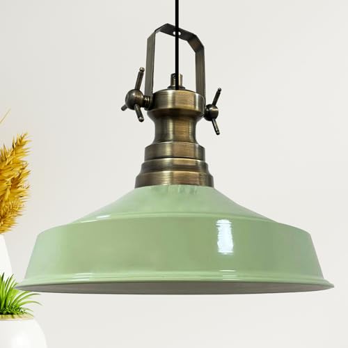 bamyum Asletl Hängelampe Industrial aus Metall Ø41 cm, Küchenlampe Vintage, Hängelampe Esstisch E27, Pendelleuchte Minzgrün, Wohnzimmerlampe Hängend Vintage, Pendelleuchte Esstisch von bamyum