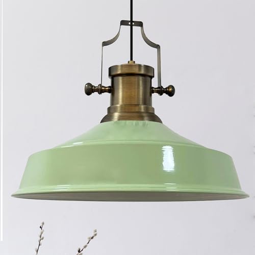 bamyum Asletl Hängelampe Industrial aus Metall Ø41 cm, Küchenlampe Vintage, Hängelampe Esstisch E27, Wohnzimmerlampe Hängend Vintage, Pendelleuchte Esstisch und Wohnzimmer, Pendelleuchte Minzgrün von bamyum