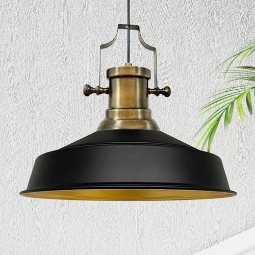 bamyum Asletl Hängelampe Industrial aus Metall Ø41 cm, Küchenlampe Vintage, Hängelampe Esstisch E27, Wohnzimmerlampe Hängend Vintage, Pendelleuchte Esstisch und Wohnzimmer, Pendelleuchte Schwarz von bamyum