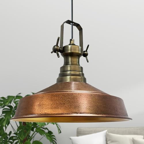 bamyum Asletl Hängelampe Industrial aus Metall Ø41 cm, Küchenlampe Vintage, Hängelampe Esstisch E27, Pendelleuchte Kupferfarbe, Wohnzimmerlampe Hängend Vintage, Pendelleuchte Esstisch von bamyum