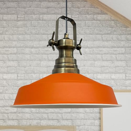 bamyum Asletl Hängelampe Industrial aus Metall Ø41 cm, Küchenlampe Vintage, Hängelampe Esstisch E27, Pendelleuchte Orange, Wohnzimmerlampe Hängend Vintage, Pendelleuchte Esstisch von bamyum