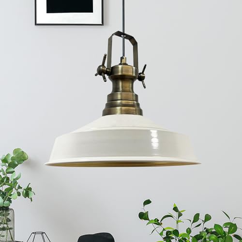 bamyum Asletl Hängelampe Industrial aus Metall Ø41 cm, Küchenlampe Vintage, Hängelampe Esstisch E27, Pendelleuchte Weiß, Wohnzimmerlampe Hängend Vintage, Pendelleuchte Esstisch von bamyum