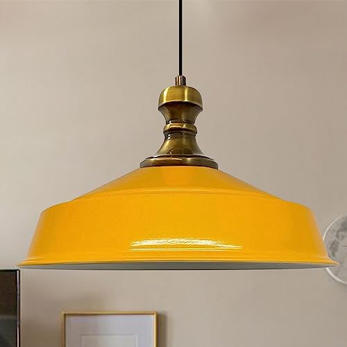 bamyum Asletl-Knob Hängelampe Industrie Pendelleuchte, 41 cm Lampenschirme, Moderne Metall Kücheninsel Leuchten, E27 Pendelleuchte für Wohnzimmer und Esszimmer, Dunkelgelb Pendelleuchte von bamyum