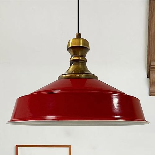 bamyum Asletl-Knob Hängelampe Industrie Pendelleuchte, 41 cm Lampenschirme, Moderne Metall Kücheninsel Leuchten, E27 Pendelleuchte für Wohnzimmer und Esszimmer, Rote Pendelleuchte von bamyum