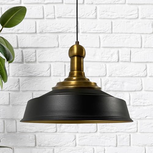 bamyum Asletl Long-Knob Hängelampe Industrial Vintage Ø41 cm, Küchenlampe Hängend Vintage, Pendelleuchte Esstisch Vintage, Hängelampe Esstisch, Wohnzimmerlampe Pendelleuchte Schwarz Metall Küchenlampe von bamyum