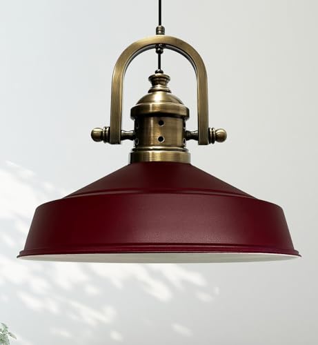 bamyum Asletl-Marine Hängelampe Industrial Vintage Ø41 cm, Küchenlampe Hängend Vintage, Pendelleuchte Esstisch Vintage, Hängelampe Esstisch, Wohnzimmerlampe, Pendelleuchte Bordeaux Metall, Küchenlampe von bamyum