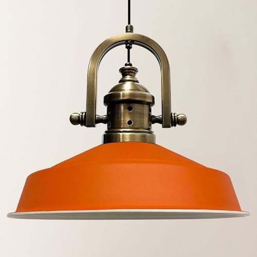 bamyum Asletl-Marine Hängelampe Industrial Vintage Ø41 cm, Küchenlampe Hängend Vintage, Pendelleuchte Esstisch Vintage, Hängelampe Esstisch, Wohnzimmerlampe, Pendelleuchte Orange Metall, Küchenlampe von bamyum