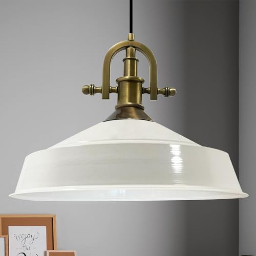 bamyum Asletl-Marine Hängelampe Industrial Vintage Ø41 cm, Küchenlampe Hängend Vintage, Pendelleuchte Esstisch Vintage, Hängelampe Esstisch, Wohnzimmerlampe, Pendelleuchte Weiß Metall, Küchenlampe von bamyum