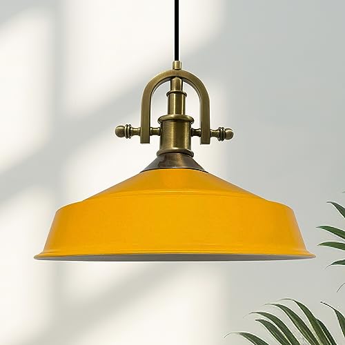 bamyum Asletl-Marine Hängelampe Industrial Vintage Ø41 cm, Küchenlampe Hängend Vintage, Pendelleuchte Esstisch Vintage, Hängelampe Esstisch, Wohnzimmerlampe, Pendelleuchte Gelb Metall, Küchenlampe von bamyum