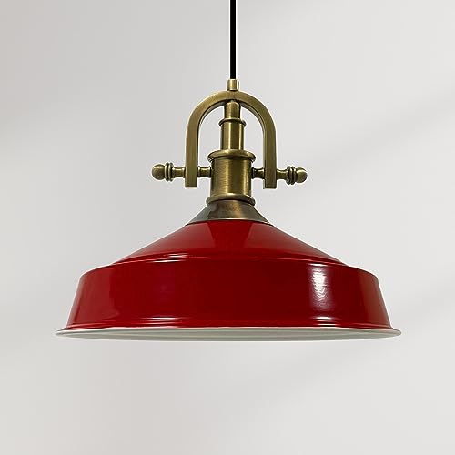 bamyum Asletl-Marine Hängelampe Industrial Vintage Ø41 cm, Küchenlampe Hängend Vintage, Pendelleuchte Esstisch Vintage, Hängelampe Esstisch, Wohnzimmerlampe, Pendelleuchte Rot Metall, Küchenlampe von bamyum