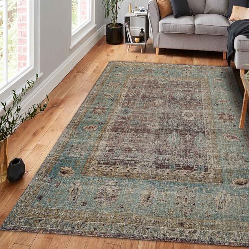 bamyum Enber Bedruckter Teppich Chenille-Druck Maschinell Hergestellt 120 x 180 cm, Waschbarer Multicolor Vintage Teppich Schlafzimmer, Antibakteriell Antirutschunterlage Küchenteppich bamyum Enber Bedruckter Teppich Chenille-Druck Maschinell Hergestellt 120 x 180 cm, Waschbarer Multicolor Vintage Teppich Schlafzimmer, Antibakteriell Antirutschunterlage Küchenteppich von bamyum