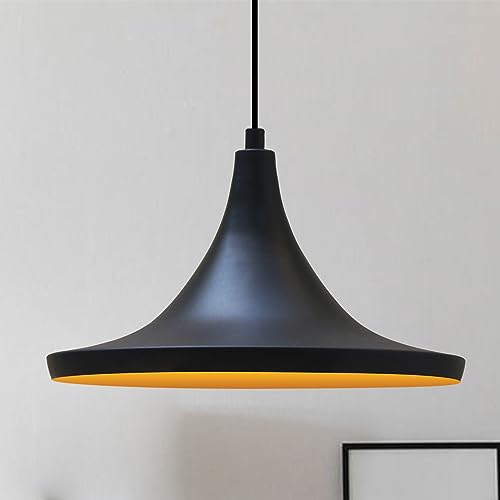 bamyum Genisy Pendelleuchte 31 cm Hängelampe Metall E27 Moderne Innen Esstisch Lampe, Skandinavisch Pendellampe für Schlafzimmer Wohnzimmer Küche Esstisch, Schwarz Küchenlampe Hängend von bamyum