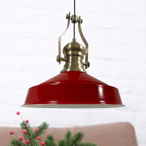 bamyum Neo-Asletl Hängelampe Industrial aus Metall Ø41 cm, Küchenlampe Vintage, Hängelampe Esstisch E27, Pendelleuchte Rot, Wohnzimmerlampe Hängend Vintage, Pendelleuchte Esstisch und Wohnzimmer von bamyum