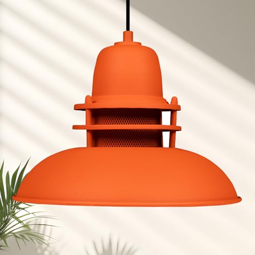 bamyum Hängelampe Leuchtturm, Pendelleuchte Orange, Lampe Ø34 cm Vintage Hängeleuchte Kann als Wohnzimmerlampe, Küchenlampe, Schlafzimmerlampe und Kinderzimmerlampe, Verwendet Werden, E27 Fassung von bamyum