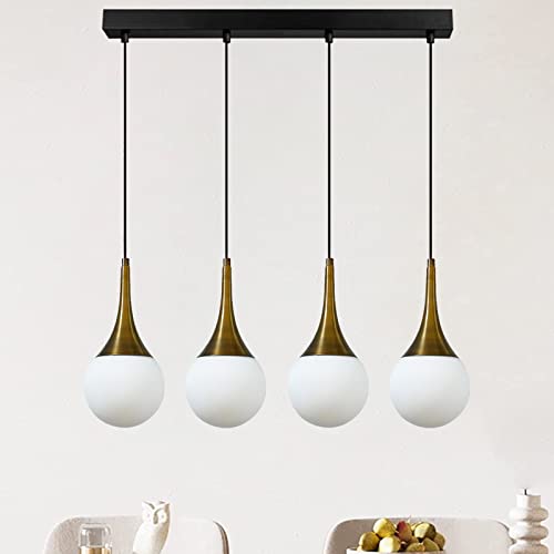 bamyum Lund Pendelleuchte Esstisch 4 Flammig Schwarz, Hängelampe Esstisch Vintage, Küchenlampe Hängend Kugel, Esstischlampe Lampenschirm Hängelampe, Pendelleuchte Vintage Wohnzimmer Esszimmerlampe von bamyum