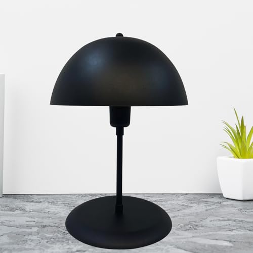 bamyum Lipeo Tischlampe Schwarz Ø26cm, Pilz Lampe Metall, Vintage Mushroom Lamp, Pilzlampen Tischlampe Wohnzimmer, Table Lamp Retro Tischleuchte Kleine Nachttischleuchte Seitenlampe Pilzlampen Schwarz von bamyum