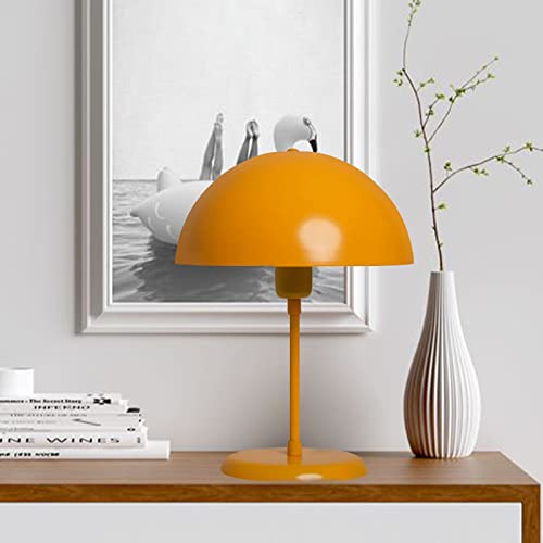 bamyum Lipeo Tischlampe Mit Kabel Tischleuchte Kabelschalter Ø26 cm, Pilz Lampe Metall, Vintage Pilzlampen E27 Wohnzimmer, Nachttischlampe Seitenlampe Dunkelgelb von bamyum