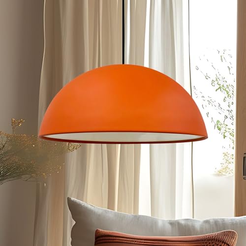 bamyum Lipeo Pendelleuchte Matte Orange Groß Ø50 cm, Hängelampe Esstisch Modern, Lampe Wohnzimmer, Hängeleuchte Orange, Pendelleuchte Retro, Hängelampe Groß, Küchenlampe, Esszimmerlampe von bamyum