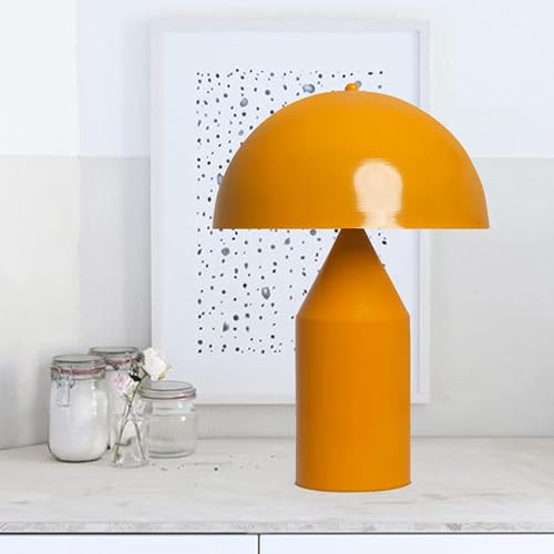 bamyum Lipeo Tischlampe Gelb Ø30 cm, Pilz Lampe Metall, Vintage Mushroom Lamp, Pilzlampen Tischlampe Wohnzimmer, Table Lamp Retro Tischleuchte Kleine, Nachttischleuchte Seitenlampe Pilzlampen Gelb von bamyum