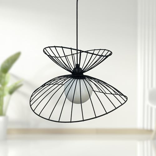 bamyum Vertigo Lampe 100% Metall Hängelampe Schwarz Ø50 cm 1 flammig, Küchenlampe Hängend Schwarz, Lampenschirm Hängelampe Esstisch Wohnzimmer, Pendelleuchte Esstisch Wohnzimmer, Lampe Vertigo Schwarz von bamyum