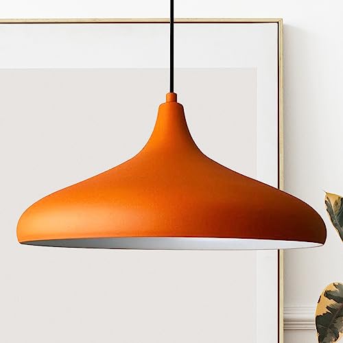 bamyum Pendelleuchte Orange - 35 cm Hängelampe Metall E27 Moderne Esstisch Lampe Pendelleuchte Esstisch Küchenlampe Hängend Lampenschirm Hängelampe Vintage Esszimmerlampe Küchenlampe Hängend von bamyum