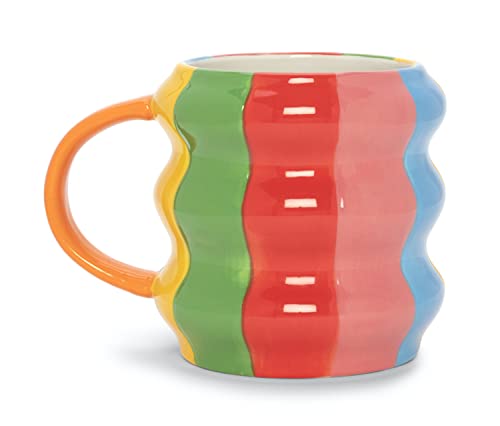 ban.do Tasse für Tee oder Kaffee, 510 ml, Keramik, spülmaschinen- und mikrowellengeeignet, Regenbogenstreifen von ban.do