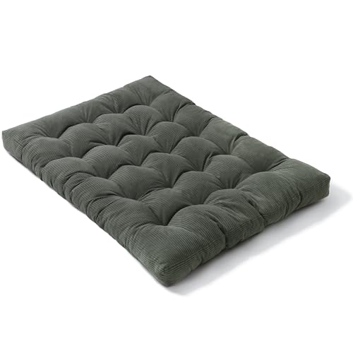 bananair - Futon für 2 Personen, Bequem & Dick, Schaumfüllung - Weicher & eleganter Breitcord Stoff - Inklusive Gurte, praktische klappbare Bodenmatratze (140x190 cm, Dunkelgrau) von bananair