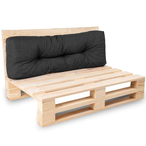 bananair - Palettenkissen Outdoor 120 x 40 cm Bequem - Robuster, UV-beständiger & Wasserabweisender Stoff - Ideal für Europaletten, Palettenmöbel, Palettensofa (Rückenkissen, 120 x 40 cm, ​​Schwarz) von bananair