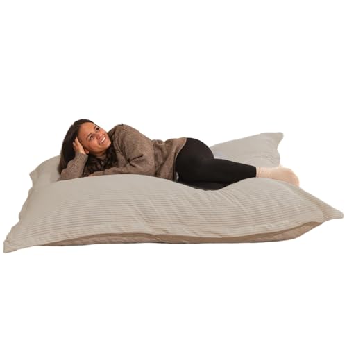 bananair - Sitzsack XXL aus Cordstoff für Kinder und Erwachsene, Weich und Bequem, Maschinenwaschbarer Bezug - Sitzsack mit Füllung, Giant Bean Bag, Puff, Bodensofa (180x140 cm, Hellgrau) von bananair