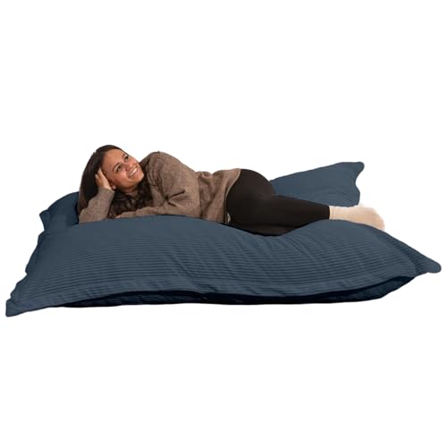 bananair - Sitzsack XXL aus Cordstoff für Kinder und Erwachsene, Weich und Bequem, Maschinenwaschbarer Bezug - Sitzsack mit Füllung, Giant Bean Bag, Puff, Bodensofa (180x140 cm, Nachtblau) von bananair