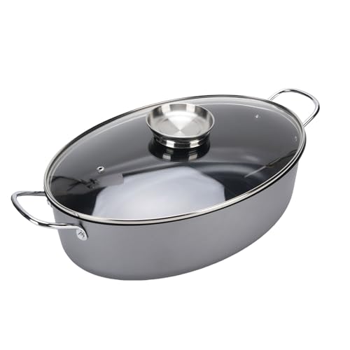 Edelstahl Fischdampfer, Großer Ovaler Fischdampfer -Topfkocher Multi -Verwendung Ovales Kochgeschirr mit Rack, Lagerschitzel für Dampfende Krabben, Kochende Suppe von banapoy