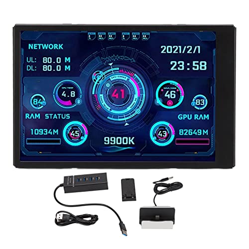 banapoy 3,5-Zoll-Computer-Temperaturmonitor, IPS-LCD-USB-PC-Temperaturanzeigebildschirm, 360 ° Drehbarer PC-CPU-GPU-RAM-Datenmonitor für Den Sekundärbildschirm des von banapoy