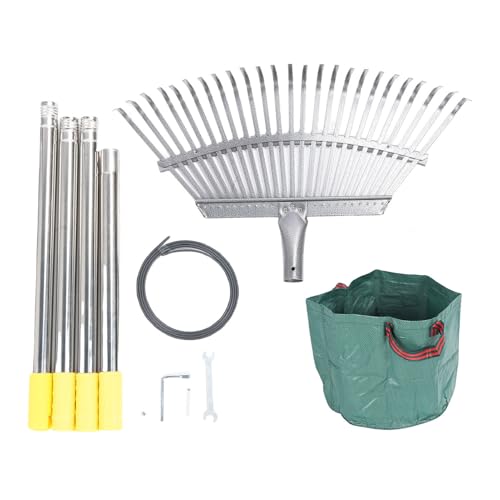banapoy 36 Bis 73 "einstellbar, Erweiterbarer Gartenrake für Blätter, 18" Wide Yard Metal Rake -Werkzeuge mit Wiederverwendbarem Blattbeutel, für Gartenarbeit, Strauch, Blumenbett von banapoy