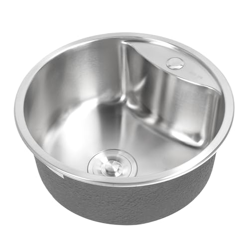 banapoy Runde RV Edelstahl Küchenspüle, Single Bowl Under Mount Round Stange Vorbereitungswaschbecken mit Wasserhahnloch für RV -Küchenbad, 45x45x20 Cm banapoy Runde RV Edelstahl Küchenspüle, Single Bowl Under Mount Round Stange Vorbereitungswaschbecken mit Wasserhahnloch für RV -Küchenbad, 45x45x20 Cm von banapoy