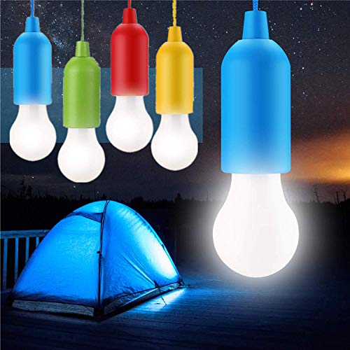 4 STÜCKE Pull Light Lampe Tragbare LED Campinglampe, Mobile Leuchte Pull-Cord Hängende Licht Ideal für Party Garten Camping Wandern BBQ Zelt Dachboden Kleiderschrank Dekoration von bangminda