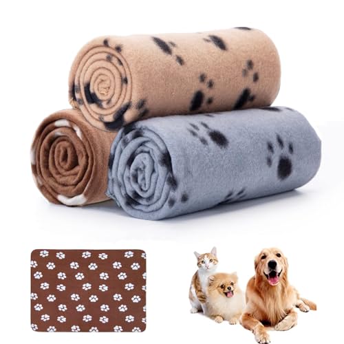 Hundedecke Katzendecken Waschbar Flauschig 3 Pack Große Weiche Fleecedecken für Hund Katze Haustier Haustierdecke Schlafmatte für Sofa Bett Haustier Decken für Kleine Mittlere Hunde Katzen 70 x 100 cm von bangminda