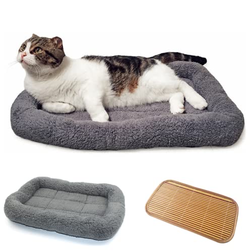 Katzenbett Hundebett Sanft Katzenkissen Plüsch Wärmematte für Kleinen Hunde Katze Hasen Hundematte mit Bambusmatte Katzenbetten 45 x 30 cm von bangminda