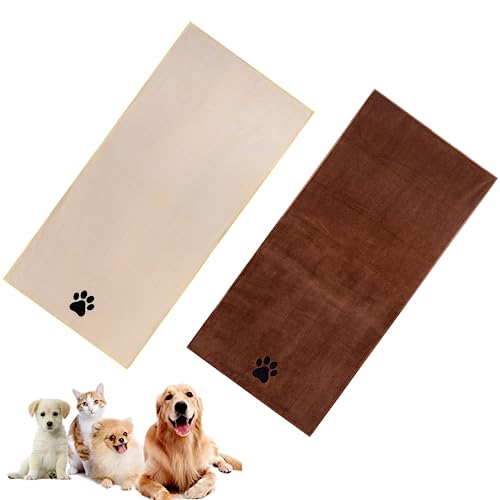 bangminda Hundehandtuch 2 Stück Weich Hunde Handtuch Microfiber Schnelltrocknend Warm Haustierhandtuch Saugfähig Hunde-Badehandtuch für Kleine Hunde Katzen 75x35 cm (Braun+Beige) von bangminda