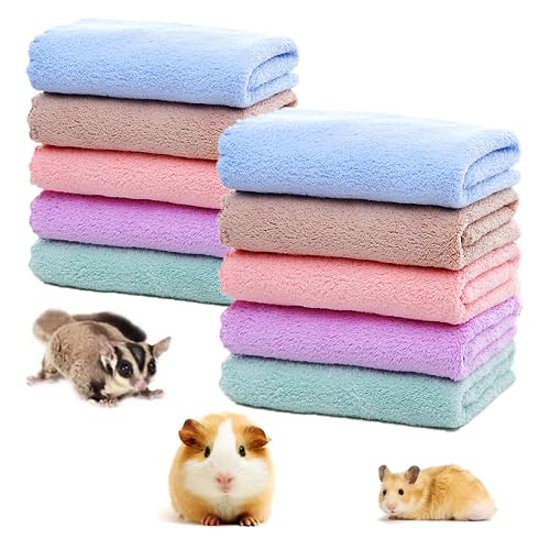 bangminda Meerschweinchen Decken 10 Stück Weich Super Fleece Haustier Decke Meerschweinchen Käfig Zubehör Haustier Schlafmatten für Kleintier Hamster Chinchilla Welpen Katze, 30 x 30cm von bangminda