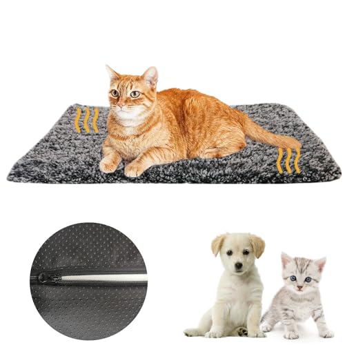 bangminda Selbstheizende Decke für Katzen Hunde Wärmematte Heizmatte Abnehmbare Katzendecke Waschbare Hunde Thermodecke mit Rutschfester Unterseite (70x48CM) von bangminda