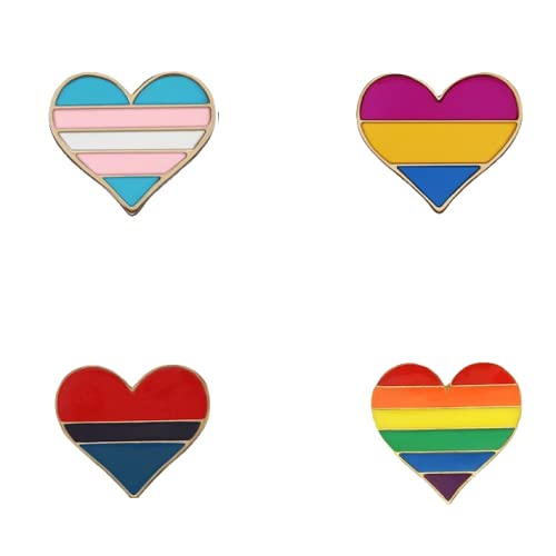 4pcs LGBTQ Zubehör Pins, Herzform Transgendh Sates Trans Pride Bisexuelle Gay Lesbian Pins Geschenke zum Jubiläumspaar Valentinstag von bangyao